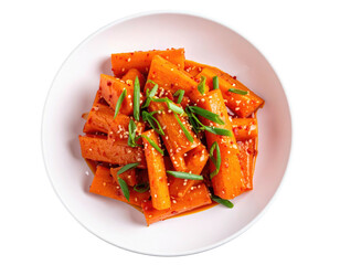 Glazed carrots sprinkled with sesame seeds and green onions
