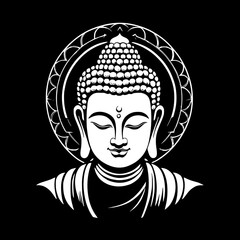 buddha head on white illustration.
