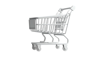 3D white wireframe shopping cart isolated on black background