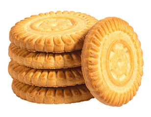 Stacked golden biscuits with detailed center and ridged edges