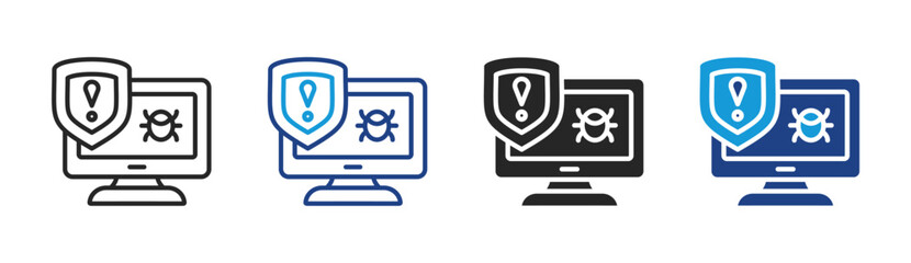 Bug Alert icon set multiple style collection