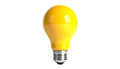 Bright, yellow lightbulb isolated against a stark black backdrop
