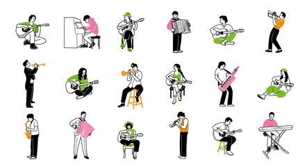 People who play musical instruments.