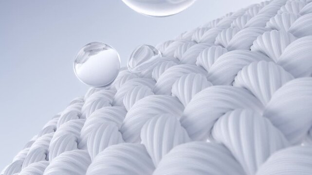 Soft, waterproof fiber fabric, breathable, brings a cool feeling, and rainproof. Close-up of textile fibers. Perfect for sportswear, quick-drying clothing, clothing material solutions, 3D rendering.