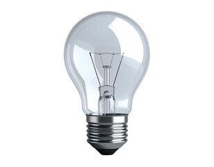 Lit lightbulb shines, filaments visible. Black background