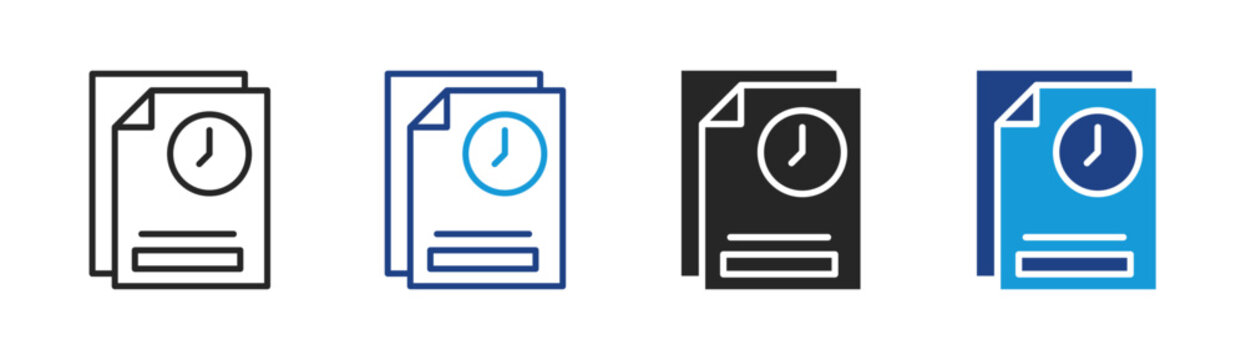 Time Report icon set multiple style collection