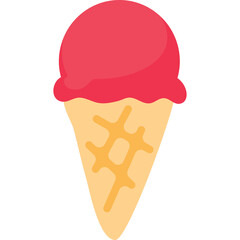 A Single Scoop Of Pink Ice Cream In A Waffle Cone On A Transparent Background A Sweet Treat On A White Canvas