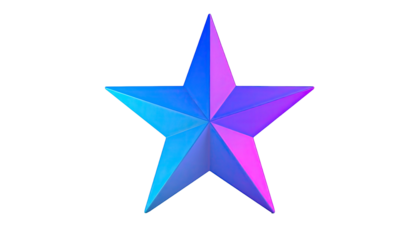 Blue/purple shaded, five-pointed star against a black background