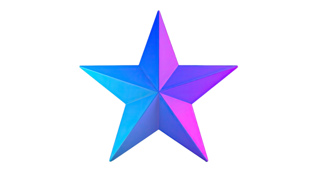 Blue/purple shaded, five-pointed star against a black background - Powered by Adobe