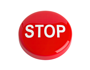 A shiny, red, circular stop sign on a black background