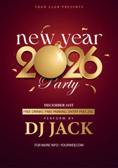 Happy New Year 2026 Background for Flyers and Greetings Card or new year themed party invitation. Creative vector illustration design.