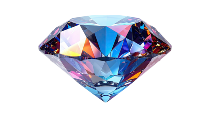 Faceted diamond in full frame sparkles on a dark background