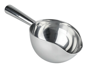 Metal scoop reflecting light, simple design against black