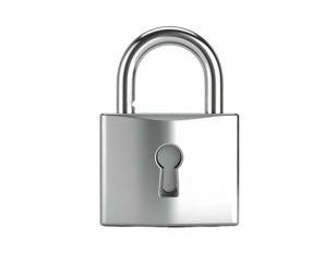 Metallic padlock with keyhole, isolated on black background
