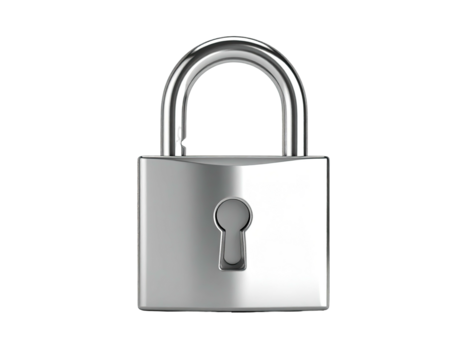 Metallic padlock with keyhole, isolated on black background