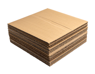 Cardboard Shipping Box with Labels Isolated on White Background