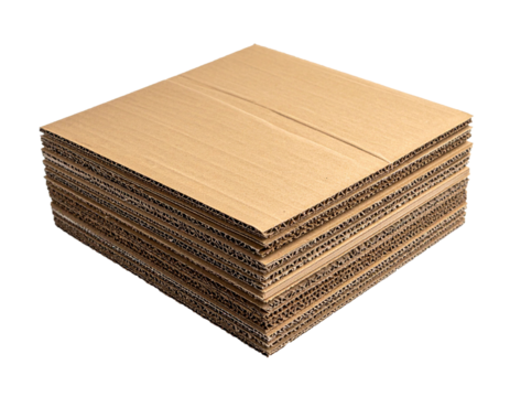 Cardboard Shipping Box with Labels Isolated on White Background