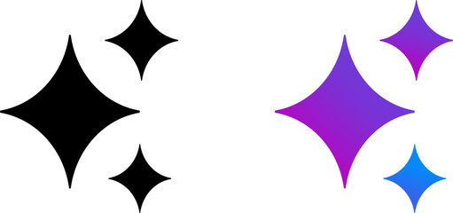 Obraz premium Sparkle starburst icons in black and gradient colors