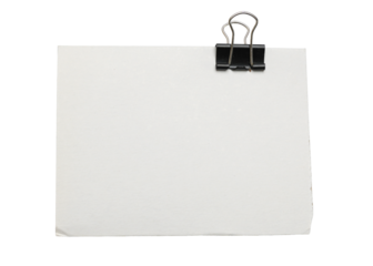 Torn White Paper with Binder Clip Isolated on Transparent Background, Torn Paper with Binder Clip, Torn Paper Edges. Ripped paper texture.