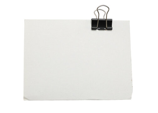 Torn White Paper with Binder Clip Isolated on Transparent Background, Torn Paper with Binder Clip, Torn Paper Edges. Ripped paper texture.