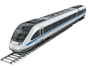 Sleek, modern high-speed train on a track