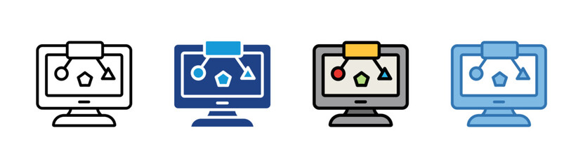Data Process icon set multiple style collection