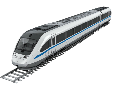 Sleek, modern high-speed train on a track