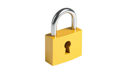 Yellow padlock with chrome shackle, isolated on black background