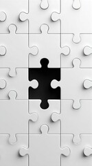 Fototapeta premium A close-up of a jigsaw puzzle with one piece missing, showcasing the interlocking edges and a smooth, white surface.
