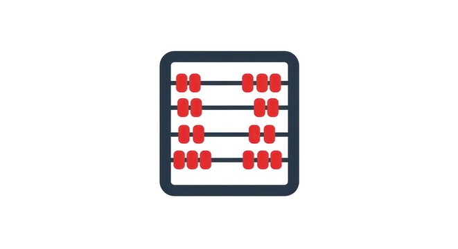 Abacus illustration with red beads for mathematical calculations.