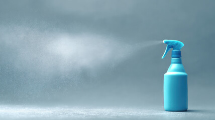A refreshing spray bottle with mist, conveying cleanliness and freshness
