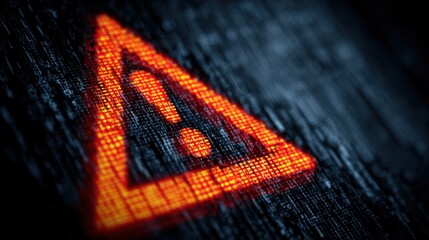 A vivid image of a glowing orange warning sign overlaid on a digital, binary background, conveying a sense of caution and alertness.
