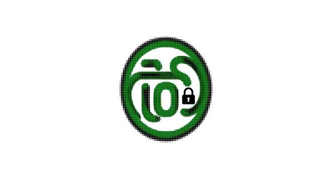 Green Logo with Lock Symbol for Security Concept.