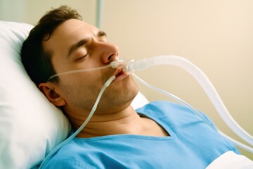 A man is hooked up to a ventilator