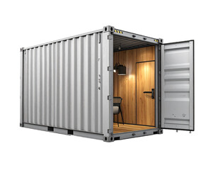 Industrial Cargo Container with Rust and Warning Signs