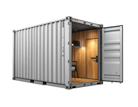 Industrial Cargo Container with Rust and Warning Signs - Powered by Adobe