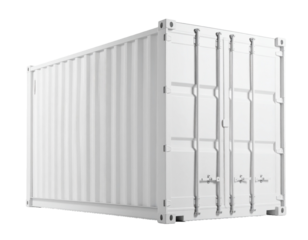 Industrial Cargo Container with Rust and Warning Signs