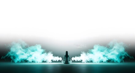 Meditating Woman with 432Hz Frequency Visualization, Mindfulness