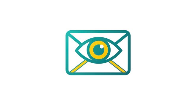 Email security concept with eye inside envelope, vector illustration.