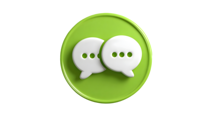 3D Green Chat Bubble Icon Representing Communication, Social Messaging, and Discussion in Modern Interface