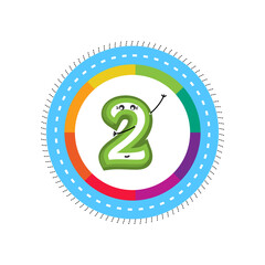 Obraz premium Number 2 cartoon with character style vector