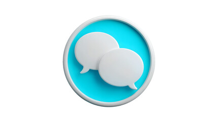 3D White Chat Bubble Icon on Cyan Background Representing Messaging, Communication, and Digital Dialogue