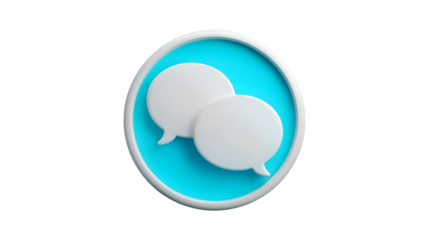 3D White Chat Bubble Icon on Cyan Background Representing Messaging, Communication, and Digital Dialogue