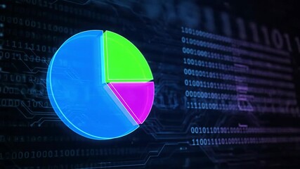 Abstract glowing pie chart animation representing business statistics - Powered by Adobe