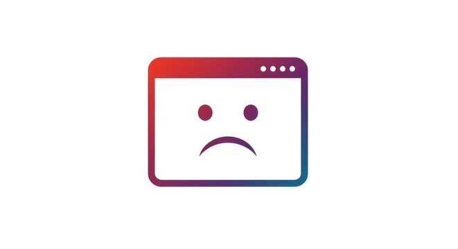 Sad face on a browser window icon with gradient colors.