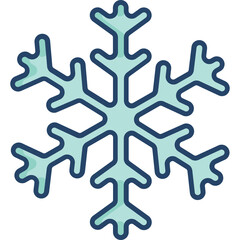 Fototapeta premium A stylized pale blue and dark blue snowflake illustration with six symmetrical pointed arms on a transparent background