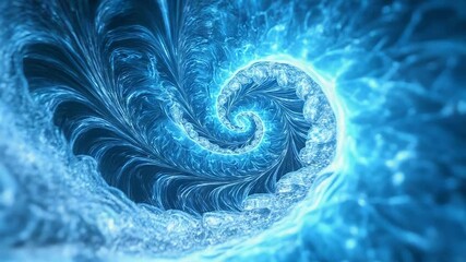 Blue glowing spiral fractal pattern forming abstract vortex - Powered by Adobe