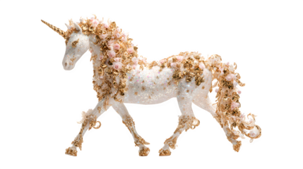 Ornate Floral Unicorn, isolated on transparent background