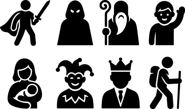 Silhouette characters: fantasy, adventure, and everyday roles in bold design