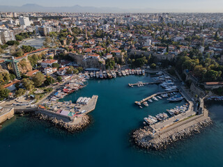 Obraz premium Aerial view of Antalya Old Town and Marina, Turkey